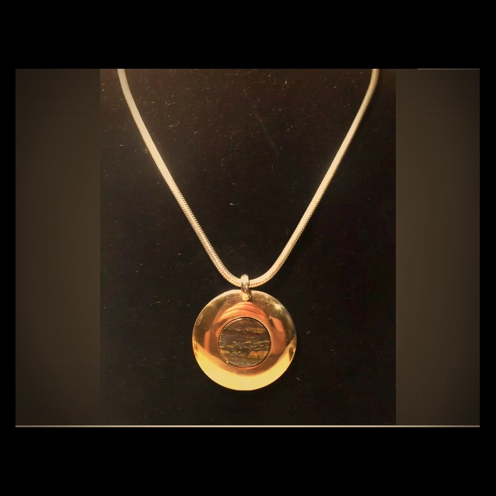 VTG GROSSE GERMANY SILVER TIGER EYE NECKLACE